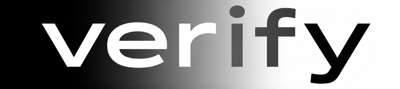 Verify logo, transitioning from white on black to black on white